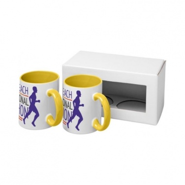 Logotrade business gift image of: Ceramic sublimation mug 2-pieces gift set, yellow