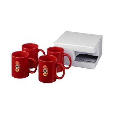 Logo trade promotional merchandise image of: Ceramic mug 4-pieces gift set, red