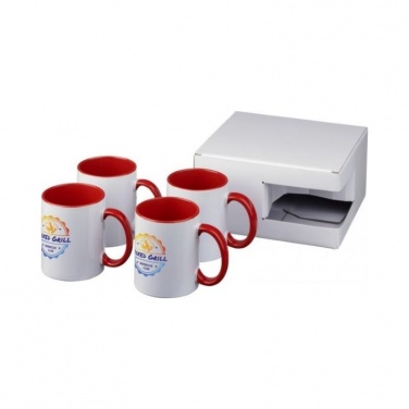 Logotrade promotional items photo of: Ceramic sublimation mug 4-pieces gift set, red