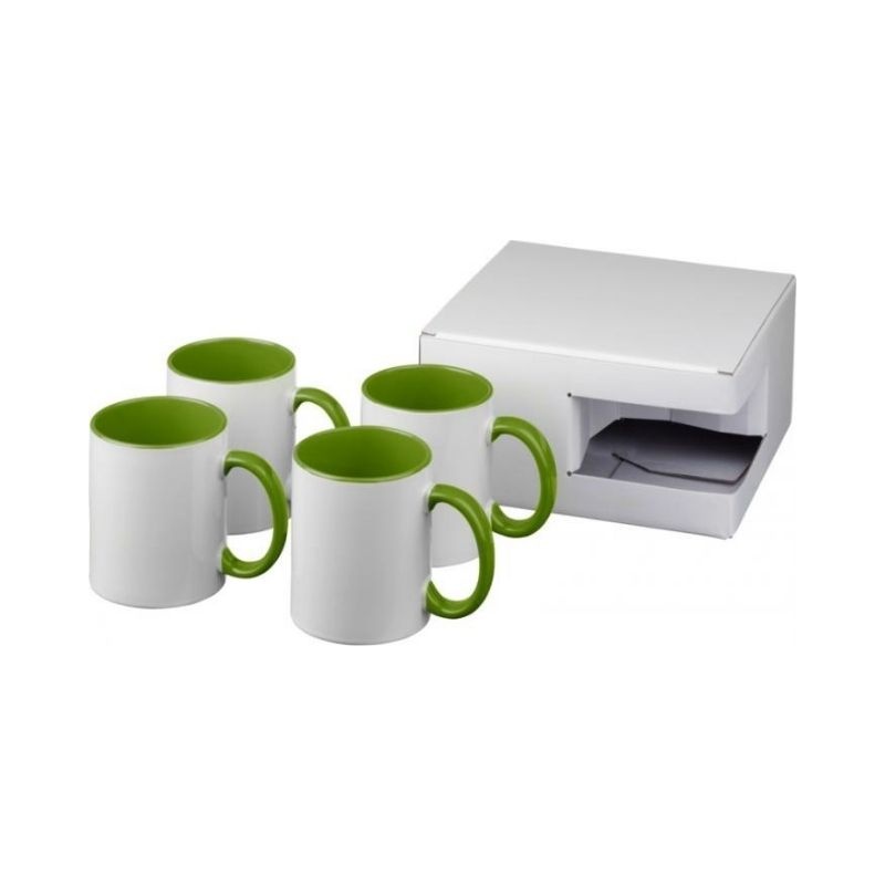 Logotrade promotional merchandise picture of: Ceramic sublimation mug 4-pieces gift set, lime green