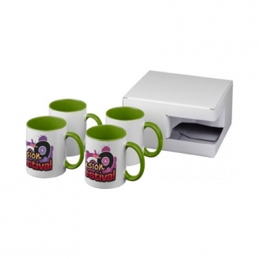 Logotrade promotional merchandise photo of: Ceramic sublimation mug 4-pieces gift set, lime green