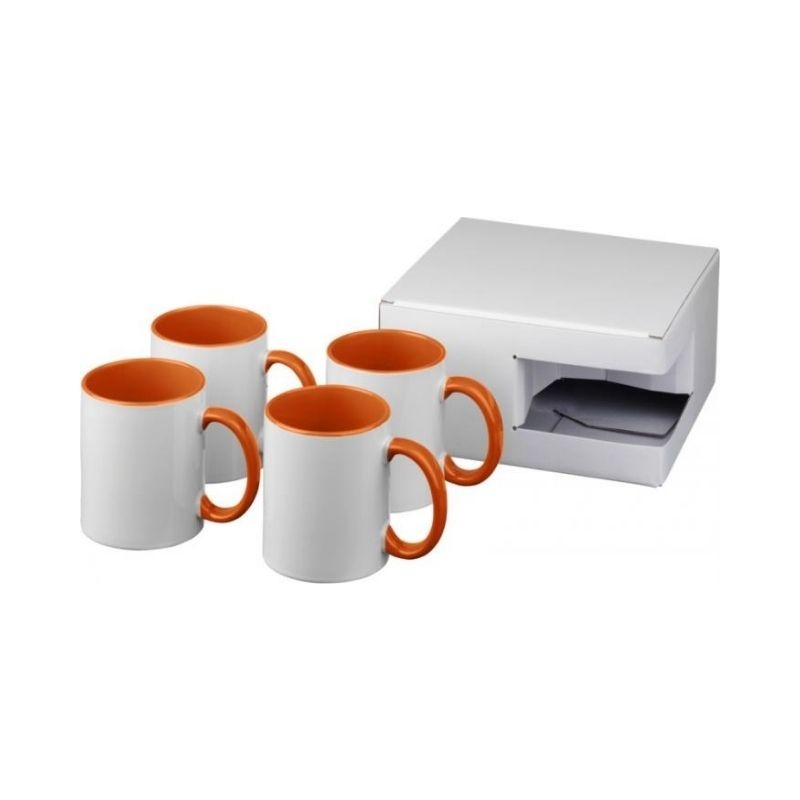 Logotrade promotional gift picture of: Ceramic sublimation mug 4-pieces gift set, orange