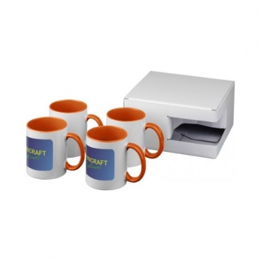 Logo trade promotional gift photo of: Ceramic sublimation mug 4-pieces gift set, orange