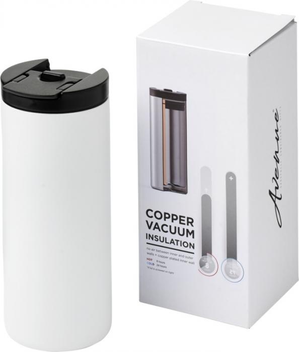 Logo trade corporate gifts image of: Lebou 360 ml copper vacuum insulated tumbler, white