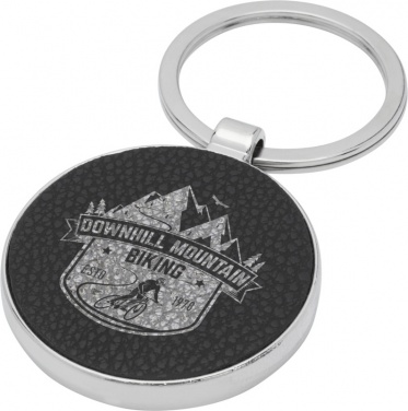 Logotrade promotional product image of: Paolo laserable PU leather round keychain, black