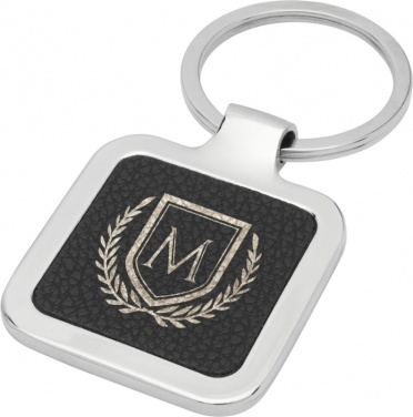 Logo trade promotional items image of: Piero laserable PU leather squared keychain, black