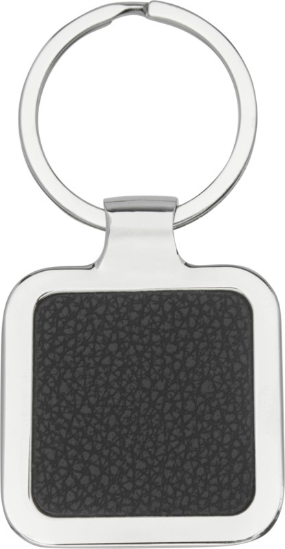 Logo trade corporate gift photo of: Piero laserable PU leather squared keychain, black