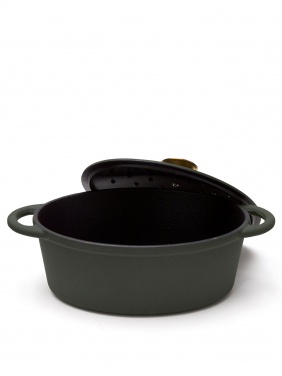 Logo trade promotional items image of: Monte cast iron pot, oval, 3,5L, green