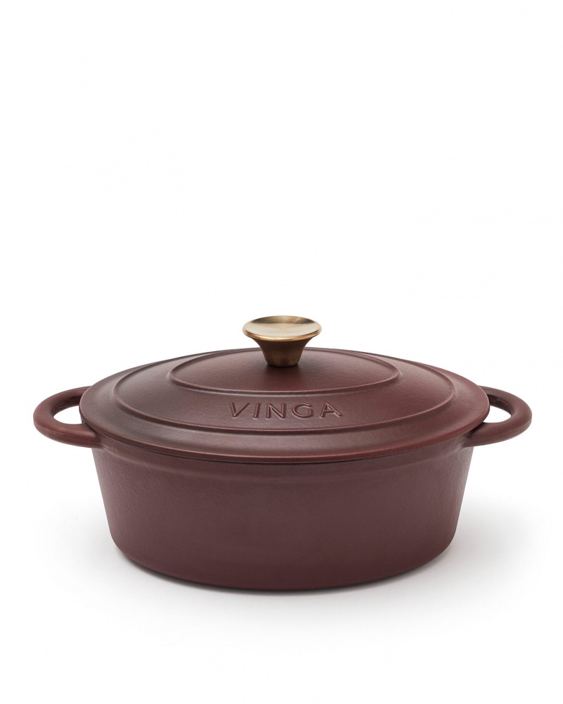 Logo trade corporate gifts image of: Monte cast iron pot, oval, 3.5 L, burgundy