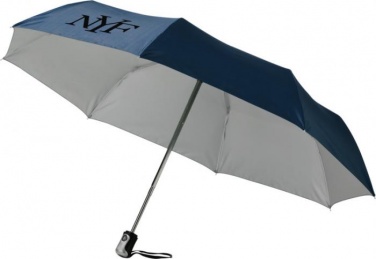 Logotrade advertising product picture of: 21.5" Alex 3-Section auto open and close umbrella, dark blue - silver