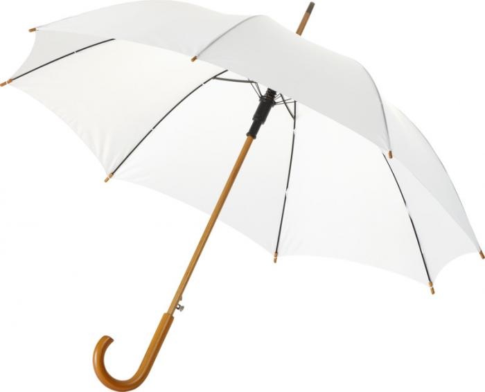 Logotrade promotional merchandise picture of: Kyle 23" auto open umbrella wooden shaft and handle, white