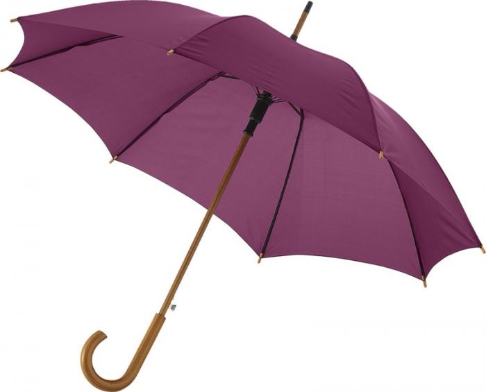 Logo trade promotional giveaway photo of: Kyle 23" auto open umbrella wooden shaft and handle, burgundy