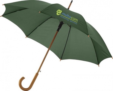 Logo trade promotional product photo of: Kyle 23" auto open umbrella wooden shaft and handle, forest green