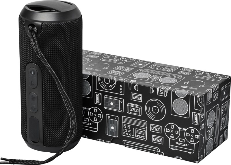 Logo trade advertising products image of: Rugged fabric waterproof Bluetooth® speaker, black