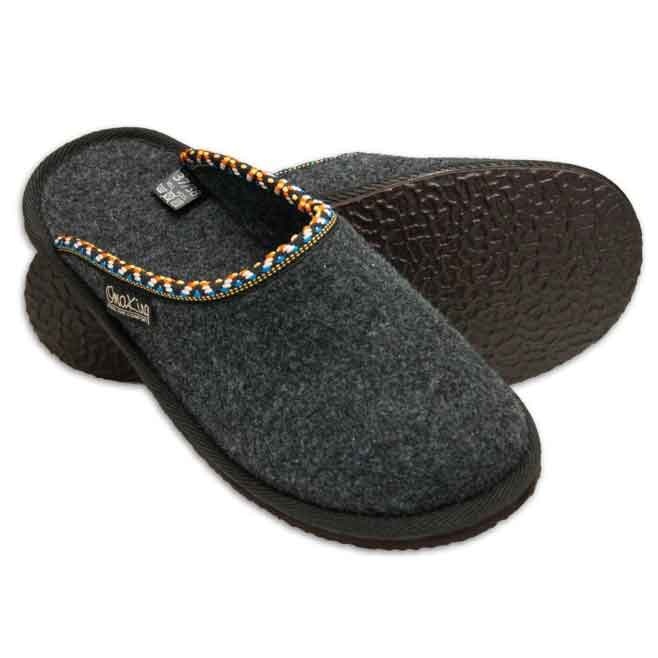 Logo trade promotional merchandise image of: Natural felt and rubber slippers, dark gray