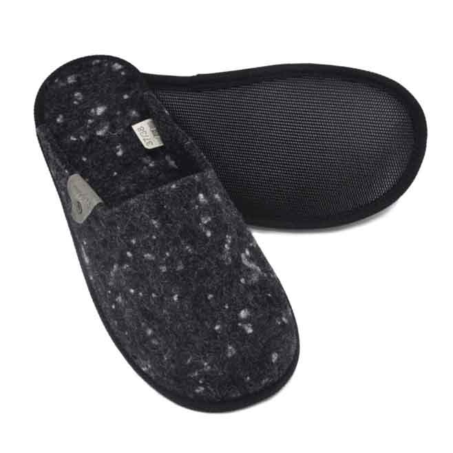 Logotrade promotional gift picture of: Natural felt variegated slippers, black