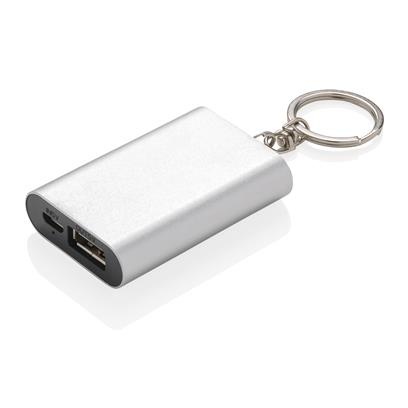 Logo trade promotional giveaway photo of: 1.000 mAh keychain powerbank, silver