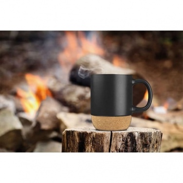 Logotrade promotional product picture of: Ceramic Mug 350 ml with Cork Ground, black