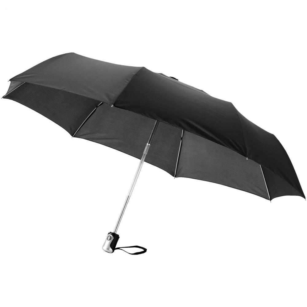 Logo trade promotional giveaway photo of: 21.5" Alex 3-Section auto open and close umbrella, black