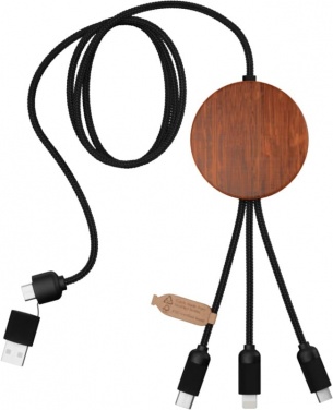 Logo trade promotional items picture of: Charging cable and pad C40 3-in-1 rPET light-up logo and 10W, black