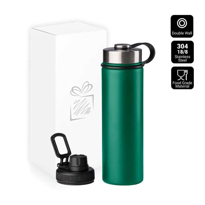 Logo trade promotional gifts picture of: Nordic Thermal Mug, 650 ml, with 2 lids, green