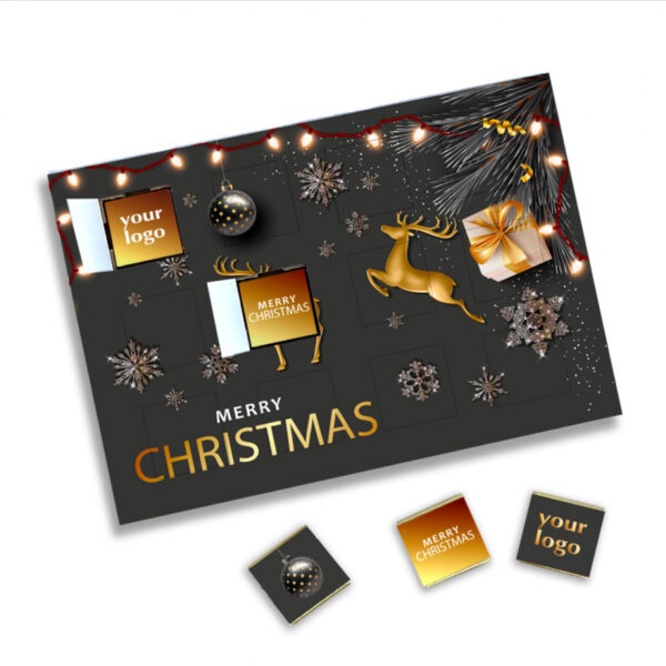 Logo trade promotional giveaway photo of: Christmas Advent Calendar with chocolate, two sided