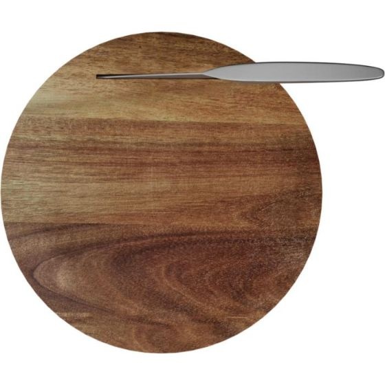 Logo trade promotional merchandise picture of: Wooden cutting board and knife set, natural