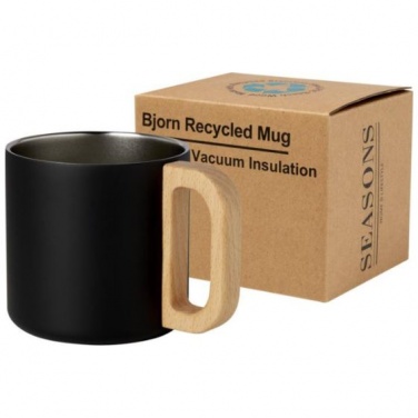 Logo trade promotional merchandise picture of: Bjorn 360 ml RCS certified recycled stainless steel mug, black