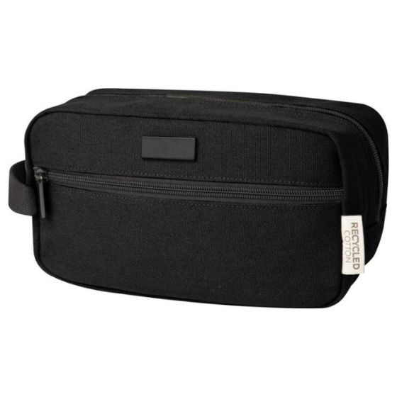 Logotrade promotional gift picture of: Joey GRS recycled canvas travel accessory pouch bag 3,5 l, black