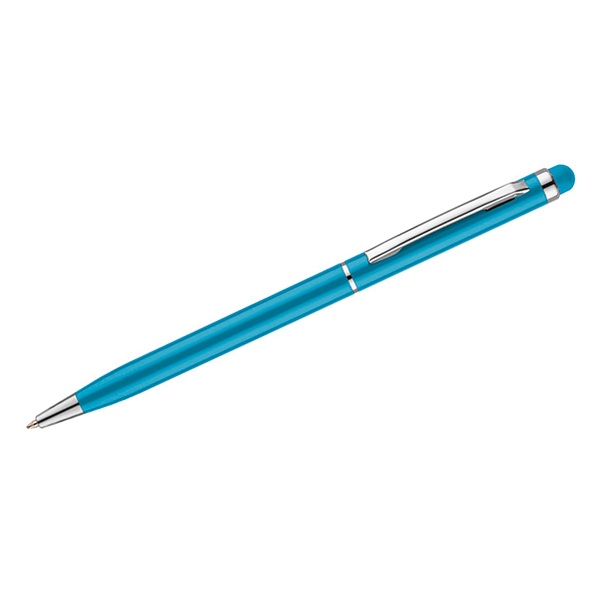 Logo trade promotional merchandise picture of: Touch pen Tin, light blue