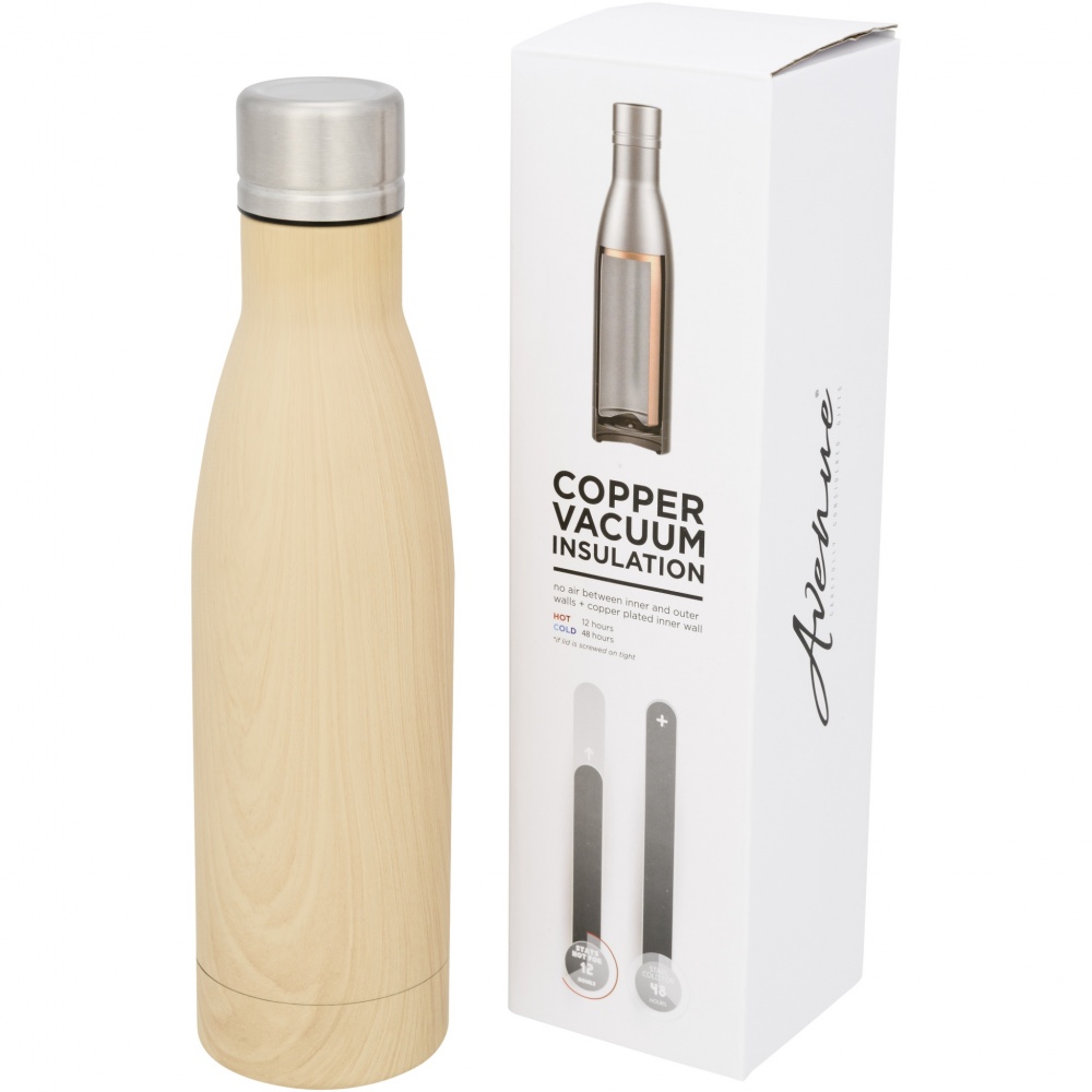 Logo trade advertising products picture of: Vasa 500 ml wood-look copper vacuum insulated bottle