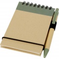 Zuse A7 recycled jotter notepad with pen, Heather green / Natural