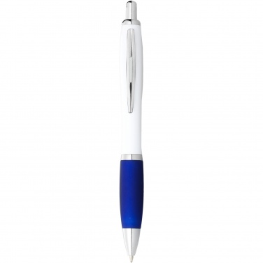 Logo trade promotional gifts image of: Nash ballpoint pen with white barrel and coloured grip