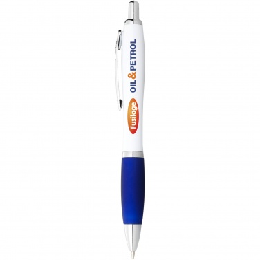 Logo trade promotional giveaways picture of: Nash ballpoint pen with white barrel and coloured grip