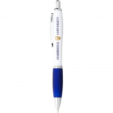 Logo trade promotional gifts picture of: Nash ballpoint pen with white barrel and coloured grip