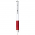 Nash ballpoint pen with white barrel and coloured grip, White / Red