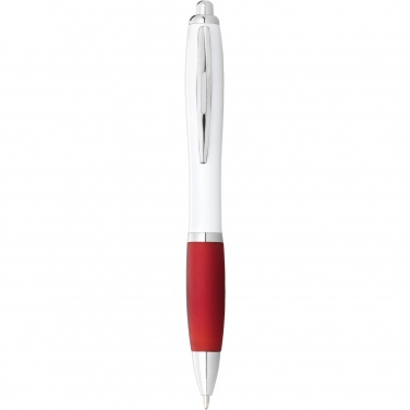 Logo trade advertising product photo of: Nash ballpoint pen with white barrel and coloured grip