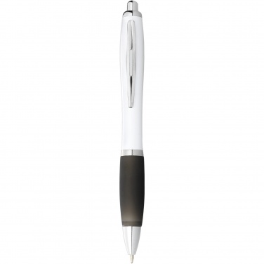 Logo trade promotional giveaways picture of: Nash ballpoint pen with white barrel and coloured grip