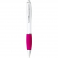 Nash ballpoint pen with white barrel and coloured grip, White / Pink