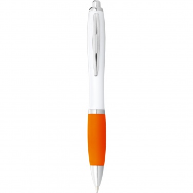 Logo trade corporate gifts picture of: Nash ballpoint pen with white barrel and coloured grip