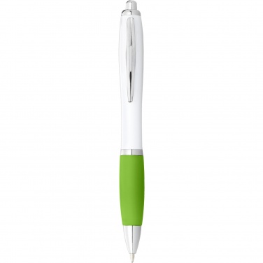 Logo trade promotional products image of: Nash ballpoint pen with white barrel and coloured grip