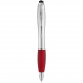 Nash stylus ballpoint with coloured grip, Silver / Red