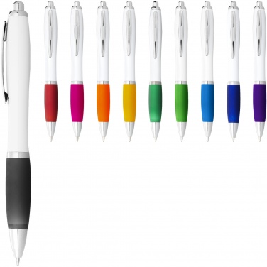 Logo trade promotional gifts image of: Nash ballpoint pen white barrel and coloured grip