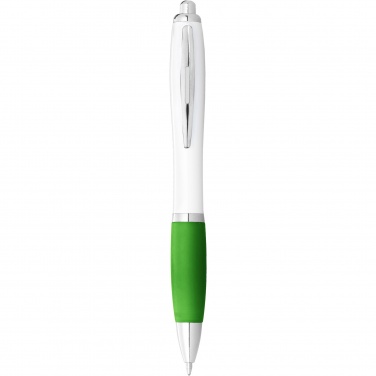 Logo trade advertising product photo of: Nash ballpoint pen white barrel and coloured grip