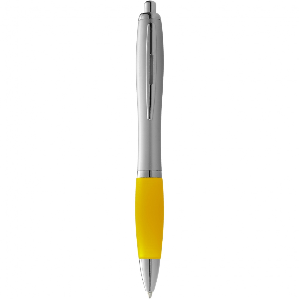 Logotrade corporate gift picture of: Nash ballpoint pen silver barrel and coloured grip