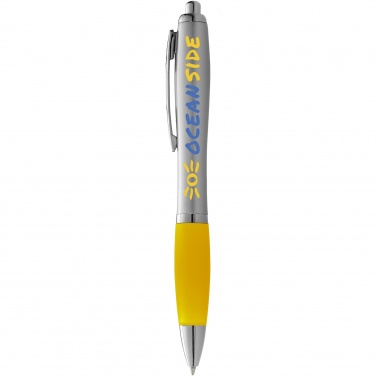 Logo trade promotional items picture of: Nash ballpoint pen silver barrel and coloured grip