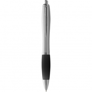 Logo trade promotional gifts picture of: Nash ballpoint pen silver barrel and coloured grip