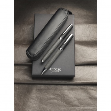 Logotrade promotional gift picture of: Carbon duo pen gift set with pouch