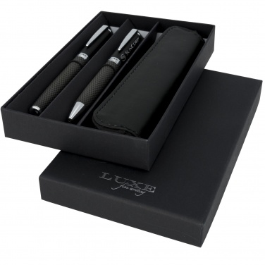 Logotrade promotional merchandise picture of: Carbon duo pen gift set with pouch