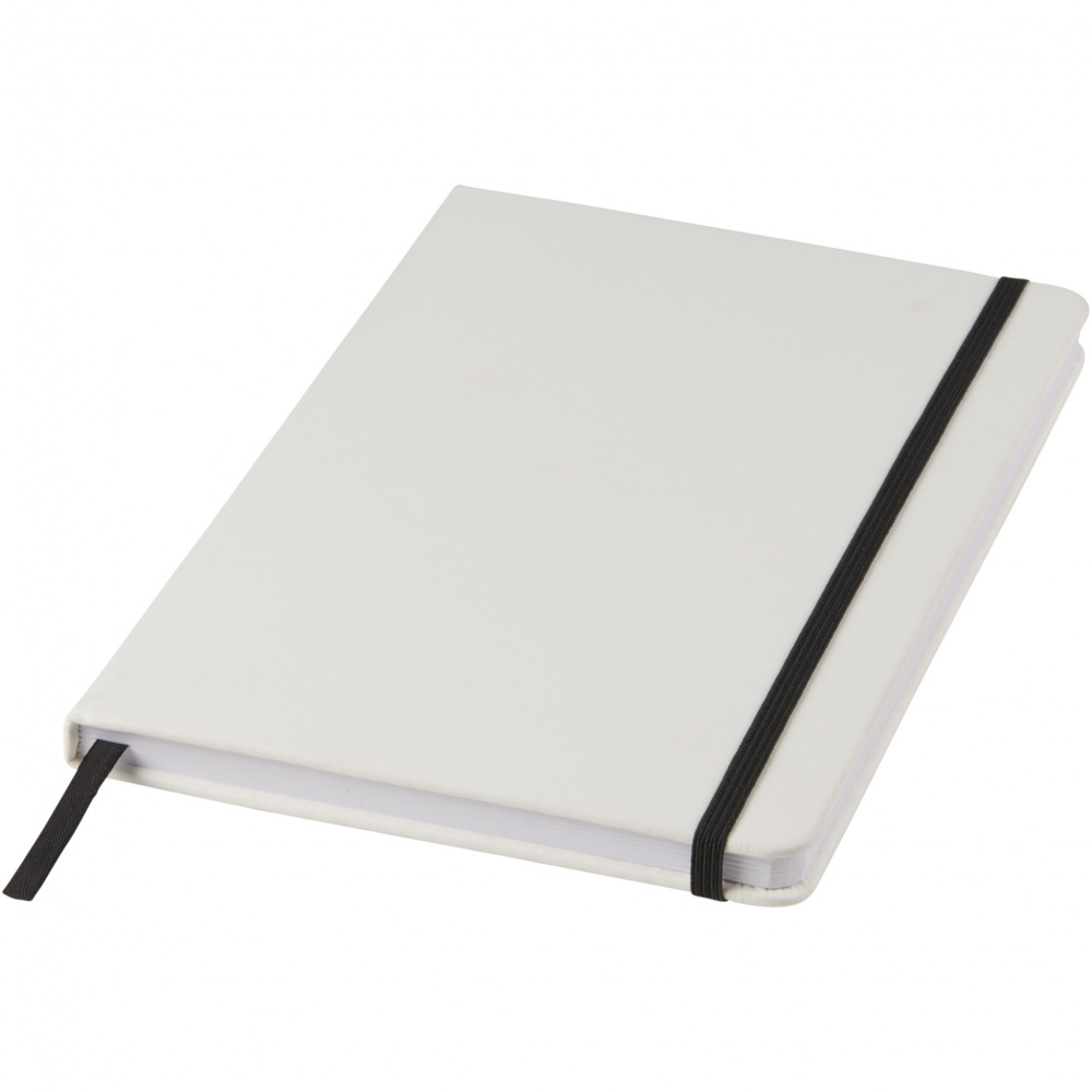 Logotrade business gift image of: Spectrum A5 white notebook with coloured strap